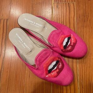 stubbs & wootton pink lip flats slippers